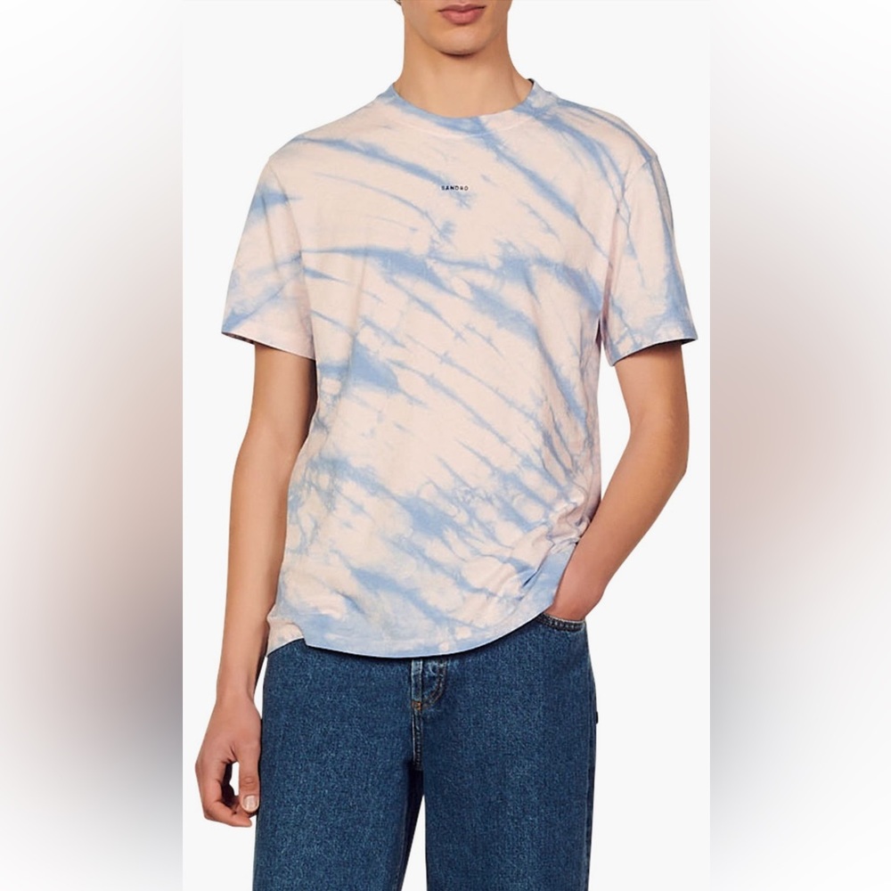 Sandro Blue and Pink Tie-Dye Tee